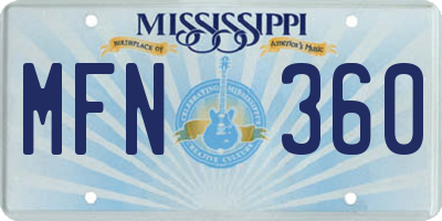 MS license plate MFN360