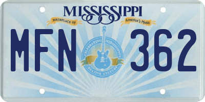 MS license plate MFN362