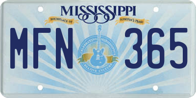 MS license plate MFN365