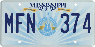 MS license plate MFN374