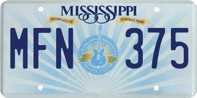 MS license plate MFN375