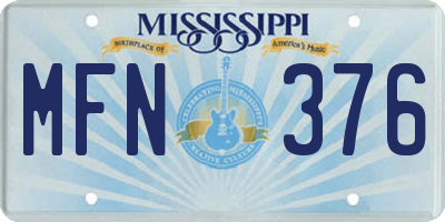 MS license plate MFN376