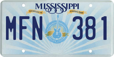 MS license plate MFN381