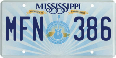 MS license plate MFN386