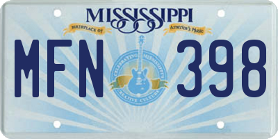 MS license plate MFN398
