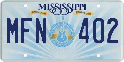 MS license plate MFN402