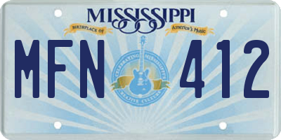 MS license plate MFN412