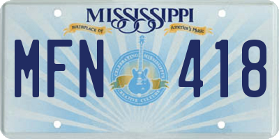 MS license plate MFN418