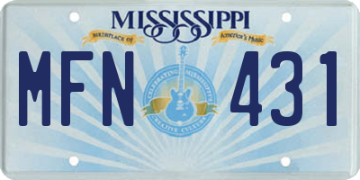 MS license plate MFN431