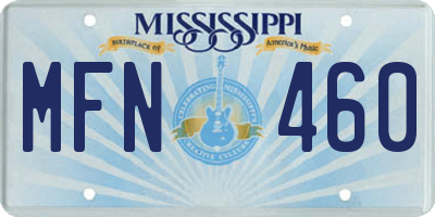 MS license plate MFN460