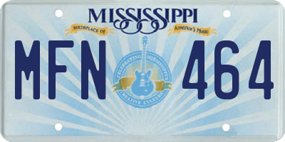MS license plate MFN464