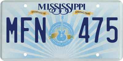 MS license plate MFN475