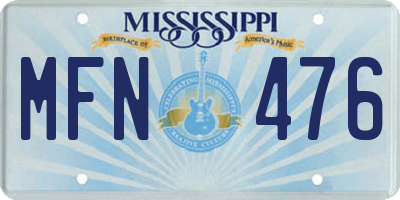 MS license plate MFN476