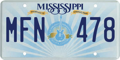 MS license plate MFN478