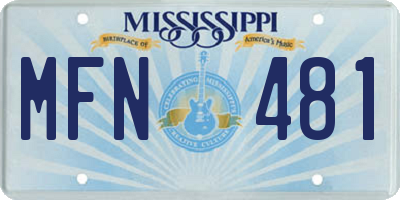 MS license plate MFN481