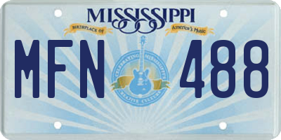 MS license plate MFN488