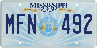 MS license plate MFN492