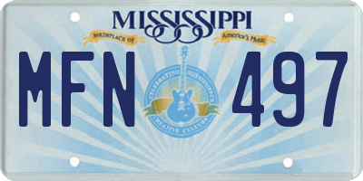 MS license plate MFN497
