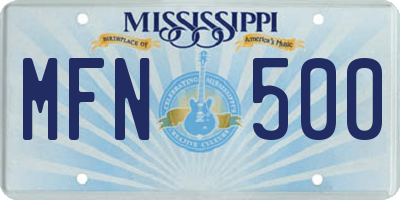 MS license plate MFN500