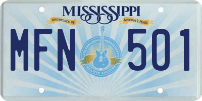 MS license plate MFN501