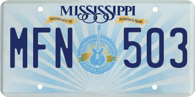 MS license plate MFN503