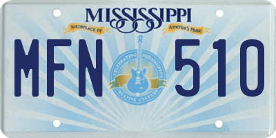 MS license plate MFN510