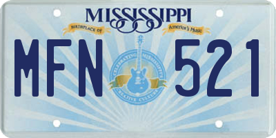 MS license plate MFN521