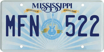 MS license plate MFN522