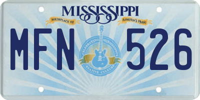 MS license plate MFN526