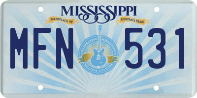 MS license plate MFN531