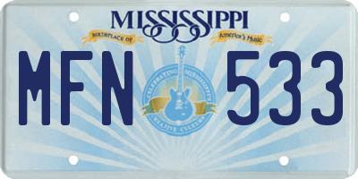 MS license plate MFN533
