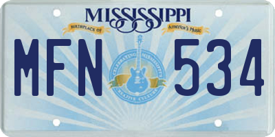 MS license plate MFN534