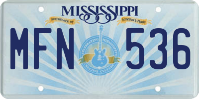 MS license plate MFN536