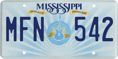 MS license plate MFN542