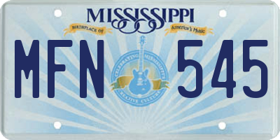 MS license plate MFN545