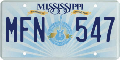 MS license plate MFN547