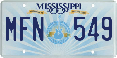 MS license plate MFN549