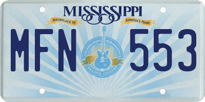MS license plate MFN553