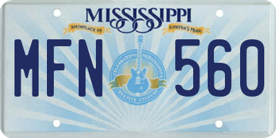 MS license plate MFN560