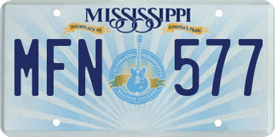MS license plate MFN577