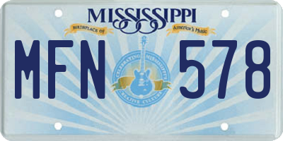 MS license plate MFN578