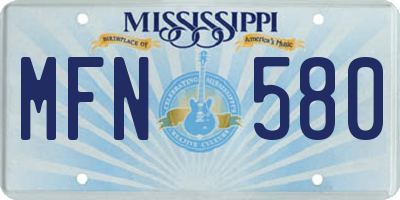 MS license plate MFN580