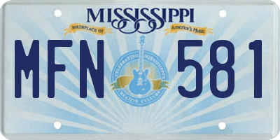 MS license plate MFN581