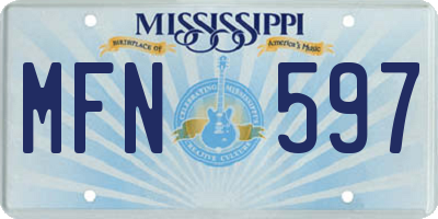 MS license plate MFN597