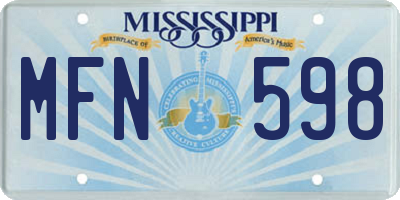 MS license plate MFN598