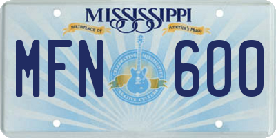 MS license plate MFN600