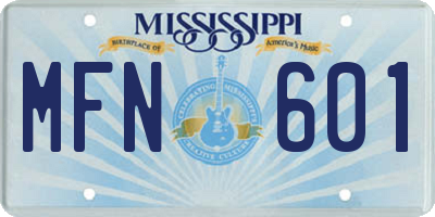 MS license plate MFN601