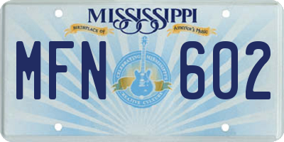 MS license plate MFN602