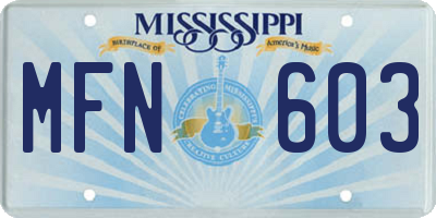 MS license plate MFN603