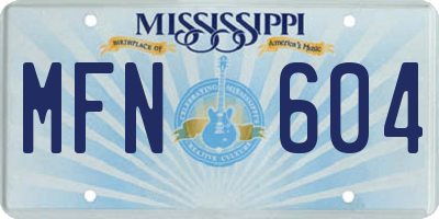 MS license plate MFN604